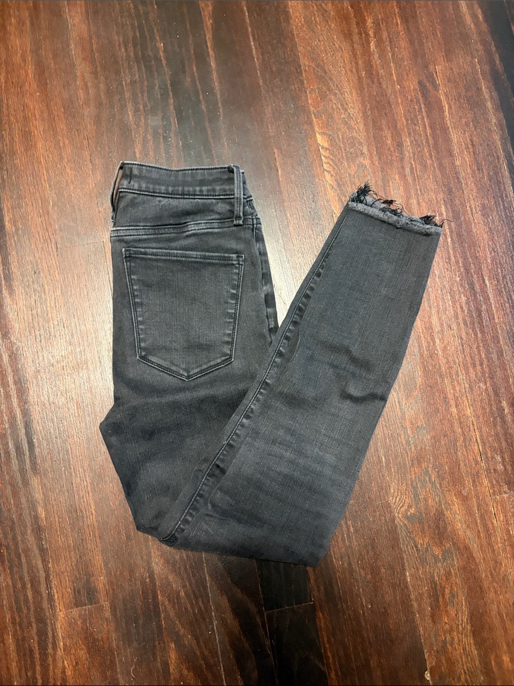 Abercrombie & Fitch Women's Black Skinny Jeans with Frayed Hem